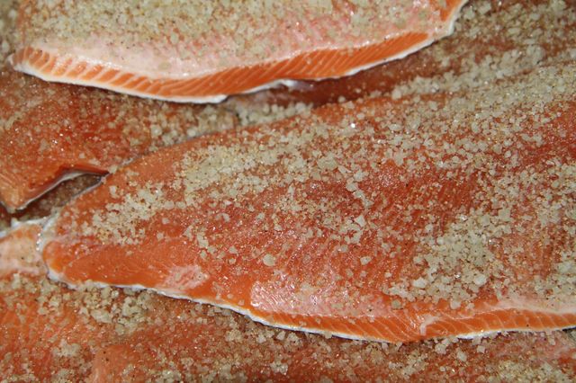 Salaison filets de truites saumonéees